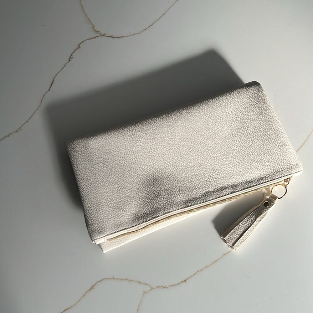 Rachel Miriam Vegan Pebble Clutch Faux Leather Foldover Bag - Picture 2 of 7